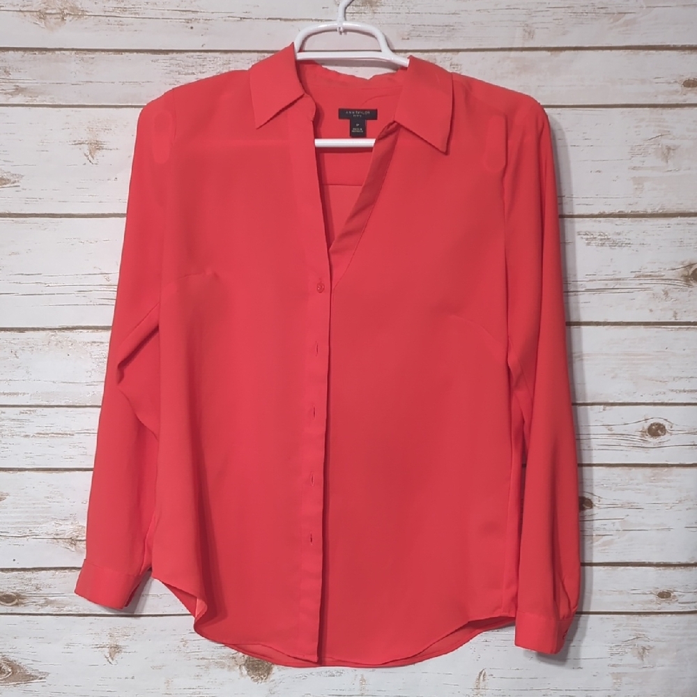 Ann Taylor Petite Elegant Red Women's Blouse